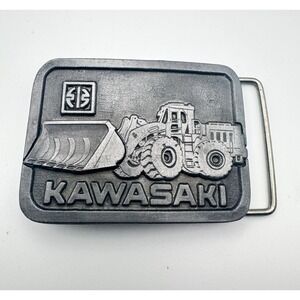 Vintage Kawasaki Belt Buckle Wheel Loader Front End Tractor Heavy Equipment 80s